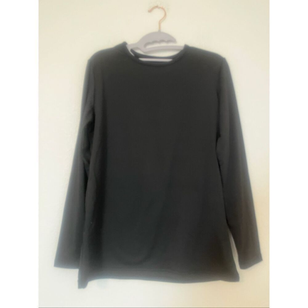 ThermaJane Black Thermal Long Sleeve Top Size M Stretch Base Layer Athleisure NW